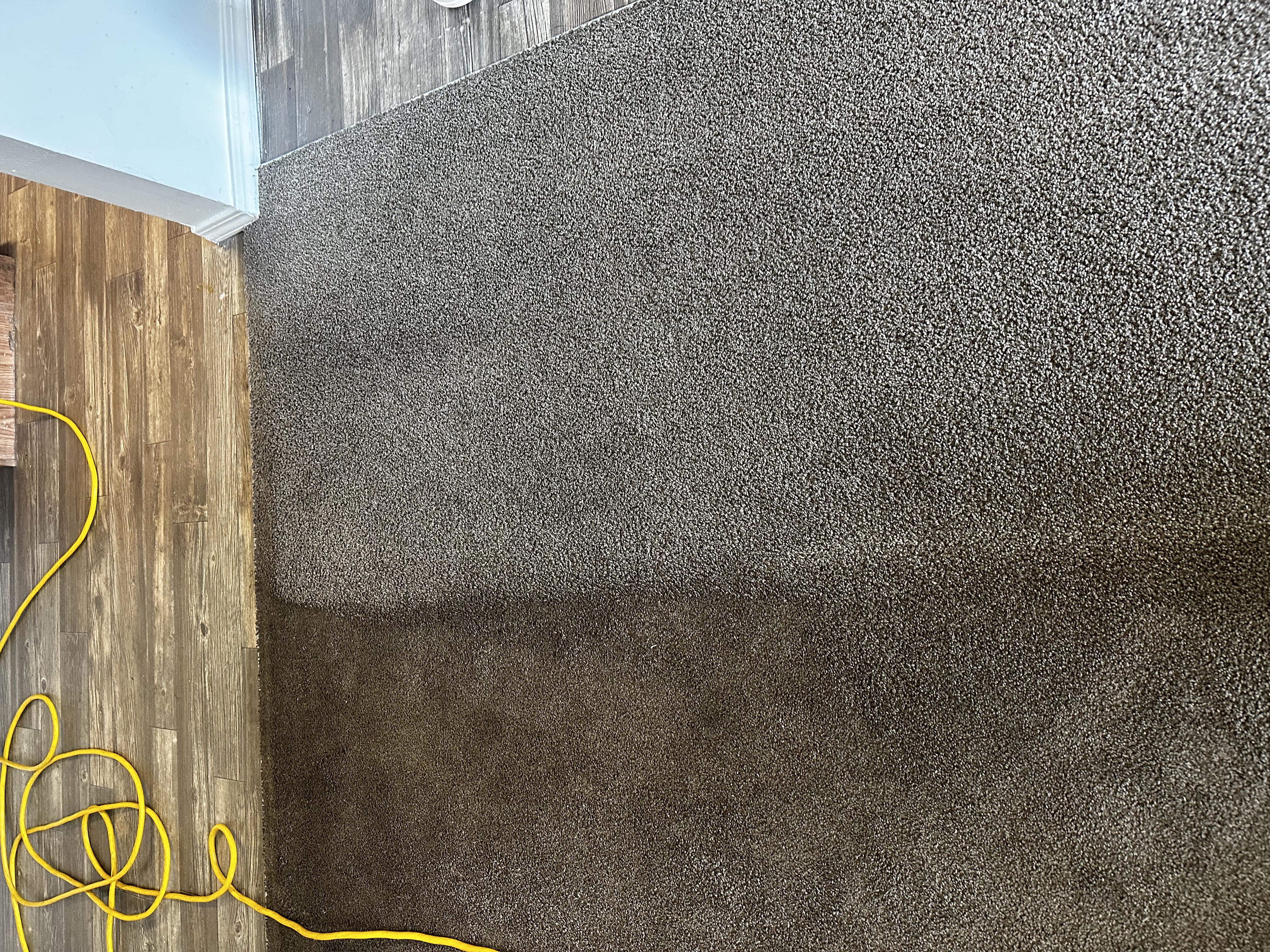 Before and after carpet cleaning side by side in Utah County — Peak Floor Cleaning results