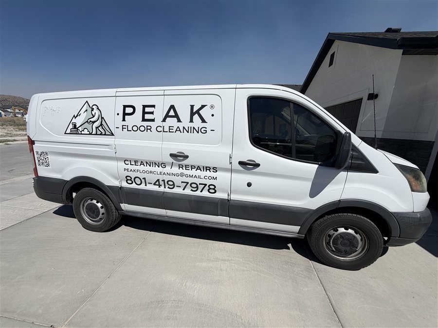 Peak Floor Cleaning van — owner-operated carpet cleaning serving Utah County, UT